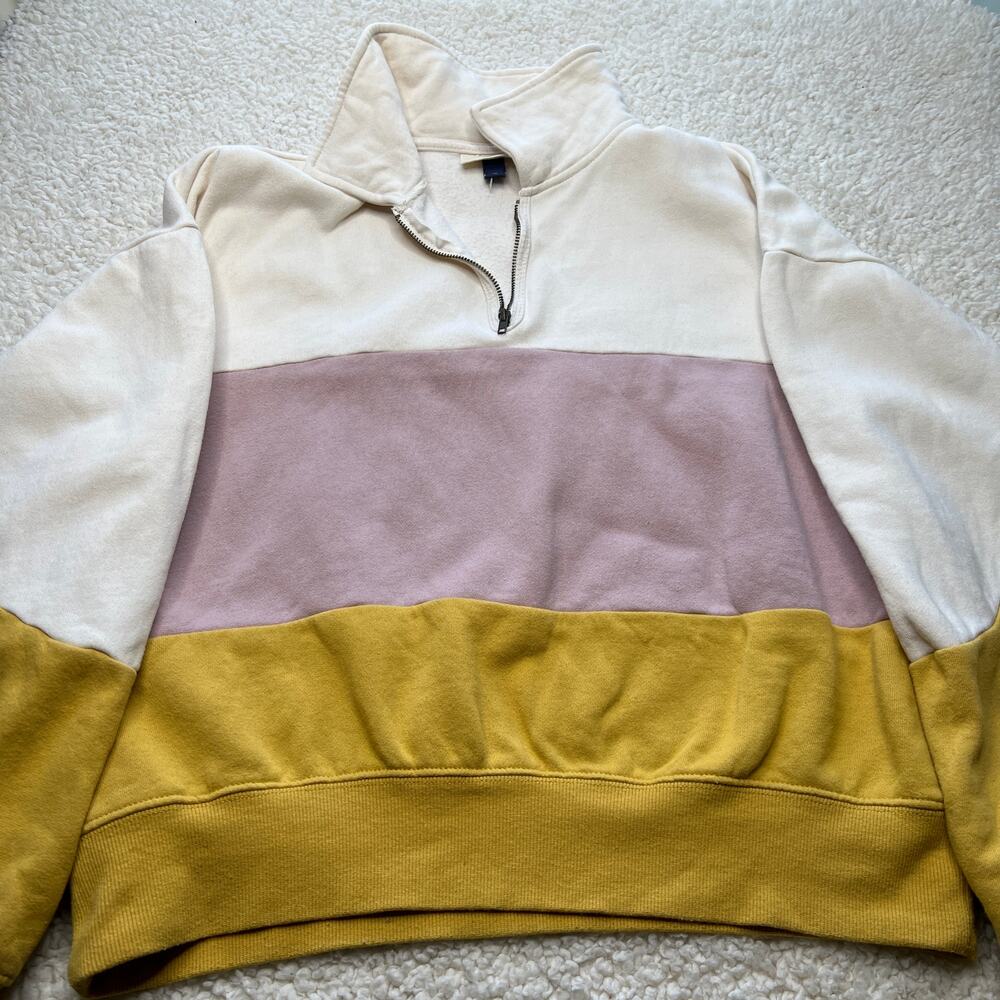 Universal Threads Quarter Zip Beige, Mauve, Gold Color Block Pullover Medium - Picture 3 of 9